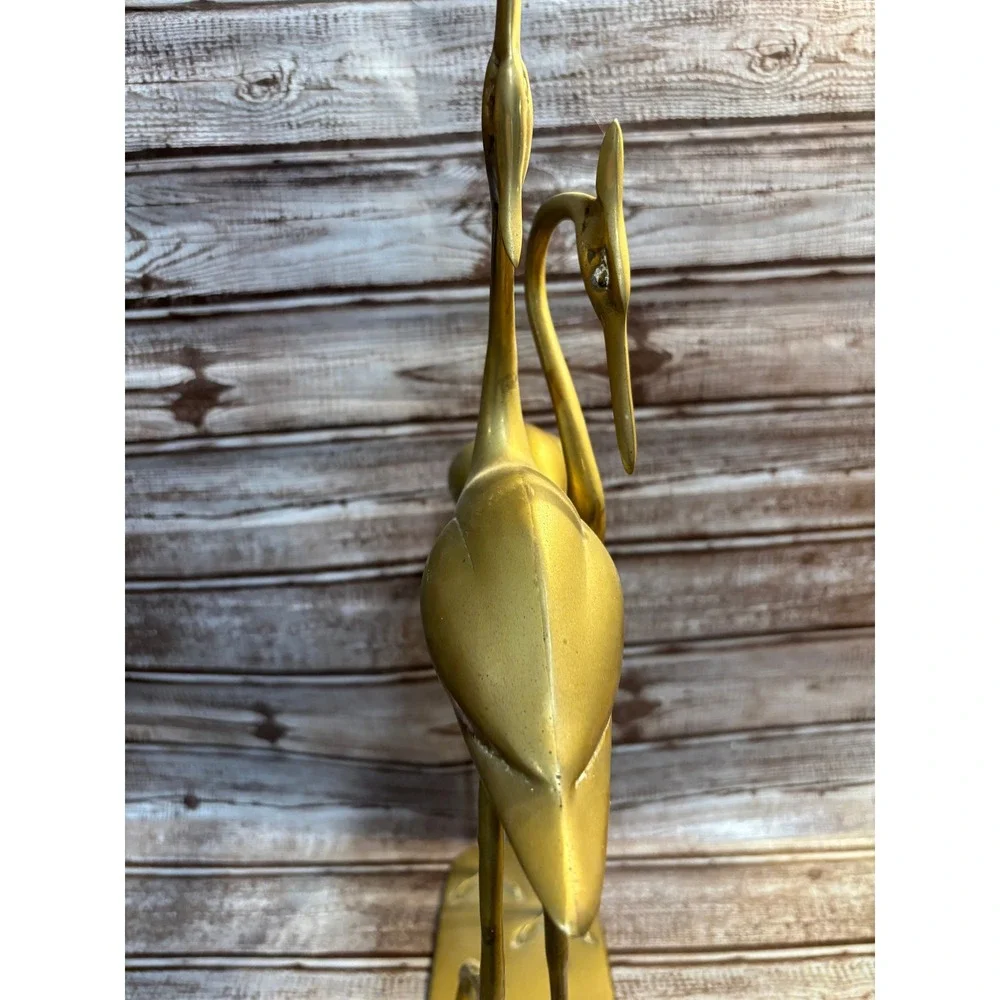 Mid Century Modern Vintage Brass Pair Of Storks Cranes Birds Figurines Statues